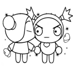 Dibujo para colorear Colorar a Puca besando a Garu