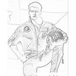 Dibujo para colorear Top Gun Tom Cruise Coloring Page Para Pintar Y Colorear A Tom Crus