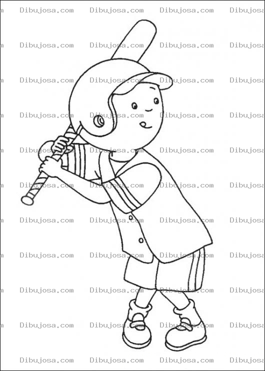 Dibujo para colorear Caillou con un bate de baseball