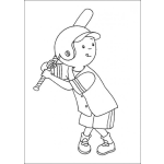 Dibujo para colorear Caillou con un bate de baseball