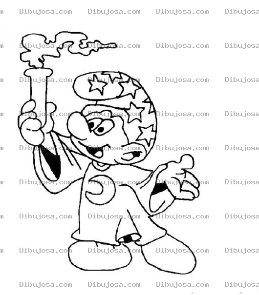 Dibujo para colorear Pitufo pitufo mago
