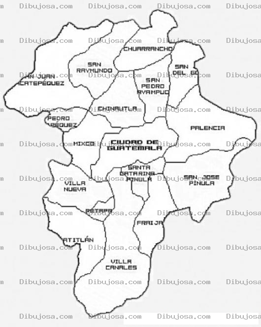 Dibujo para colorear Colorear Mapa Con Los Municipios Del Departamento De Guatemala