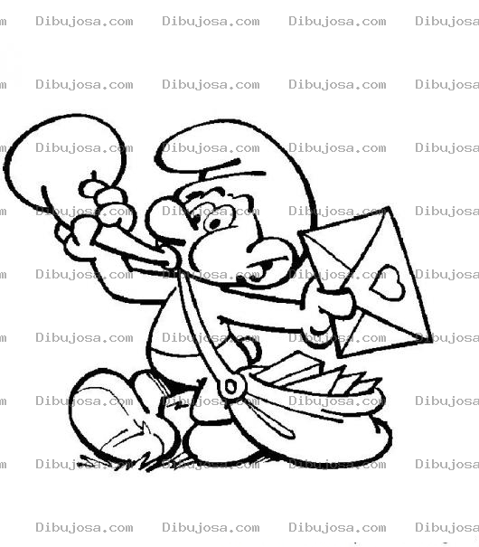 Dibujo para colorear Colorear Pitufo Cartero