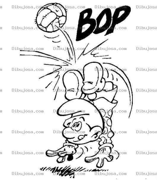 Dibujo para colorear Colorear Pitufo jugando Futbol