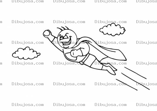 Dibujo para colorear Colorear Super Heroe Volando En El Cielo