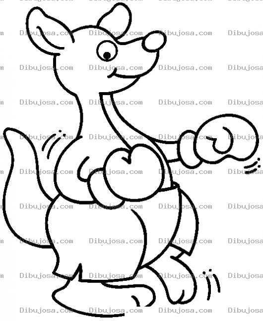 Dibujo para colorear Colorear Canguro Boxeador Con Guantes De Box