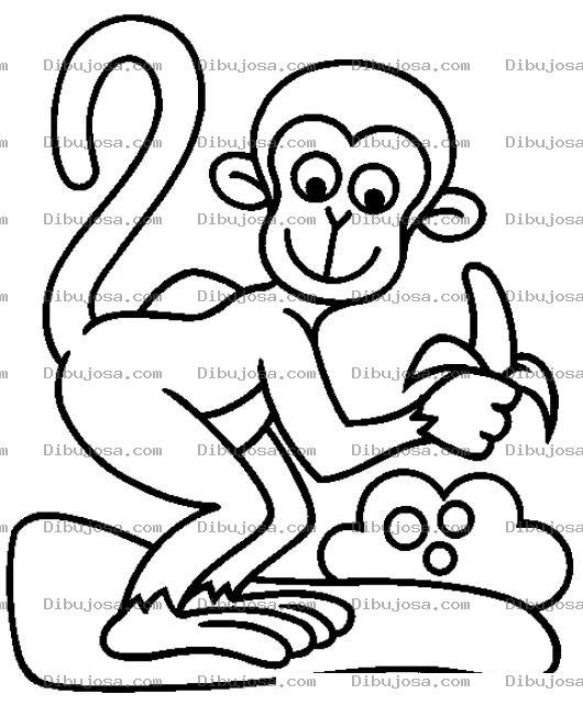 Dibujo para colorear Colorear Mono Con Una Banana