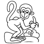 Dibujo para colorear Colorear Mono Con Una Banana