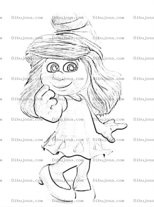 Dibujo para colorear Colorear Dibujo De Pitufina En 3d