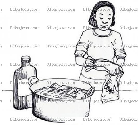 Dibujo para colorear Colorear Mujer Lavando Ropa