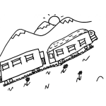 Dibujo para colorear Colorear Tren En Las Montanas