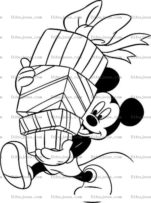 Dibujo para colorear Colorear a Mickey con Regalos
