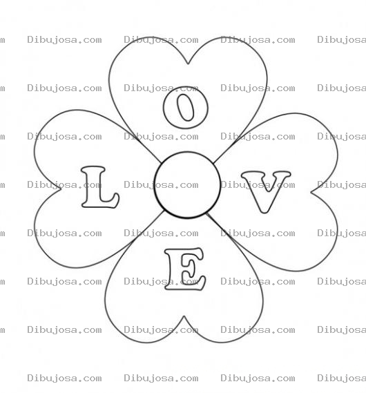 Dibujo para colorear Love Flower Coloring Page
