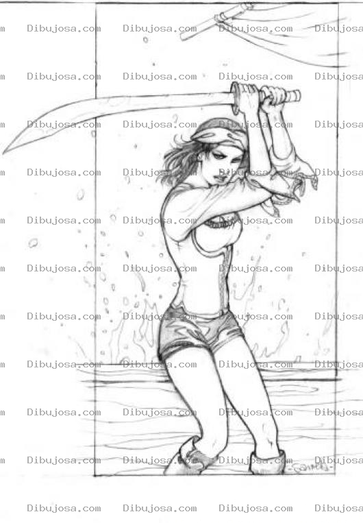 Dibujo para colorear Colorear Mujer Con Machete