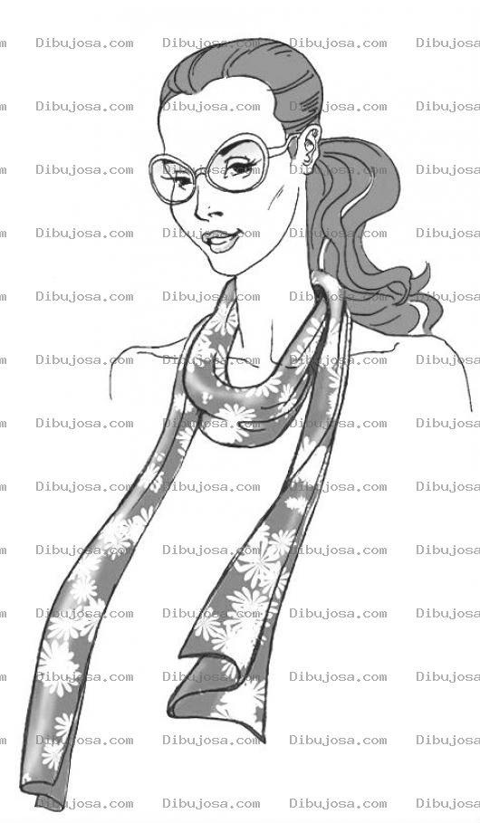 Dibujo para colorear Colorear Mujer Con Lentes Y Bufanda