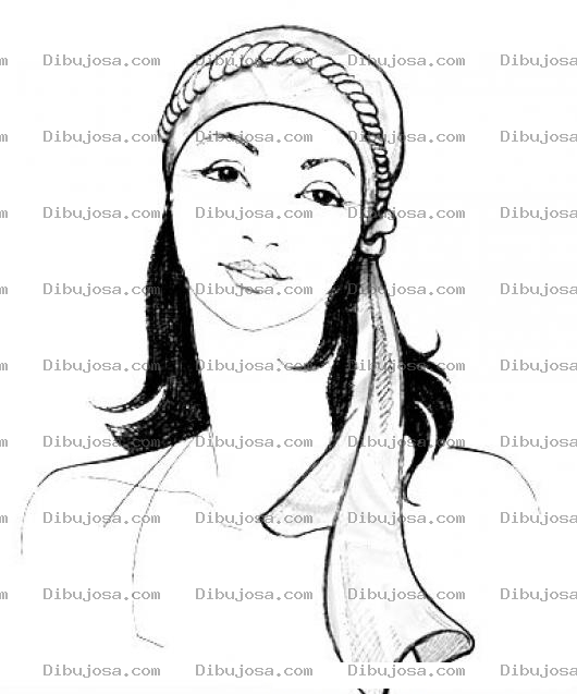 Dibujo para colorear Colorear Chica Con Panuel En La Cabeza