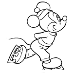 Dibujo para colorear Colorear a Mickey Mouse patinando sobre hielo