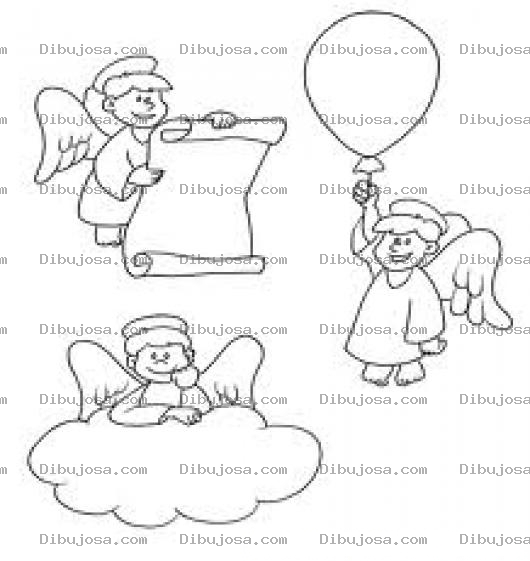 Dibujo para colorear Colorear Angelitos En El Cielo