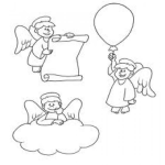 Dibujo para colorear Colorear Angelitos En El Cielo
