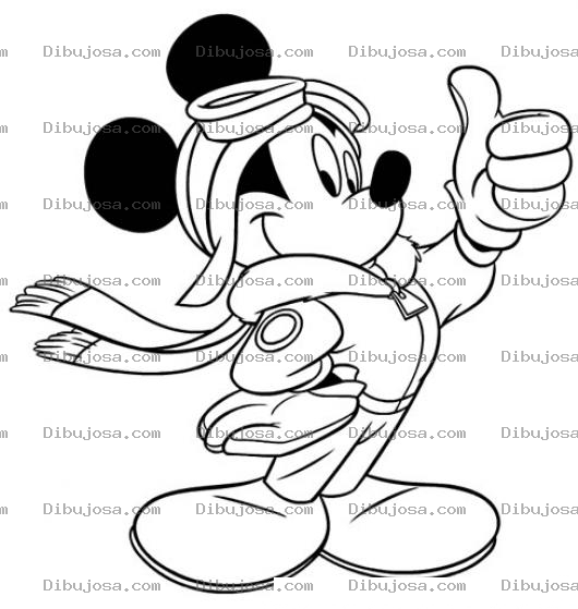 Dibujo para colorear Colorear a Mikeymouse de Aviador