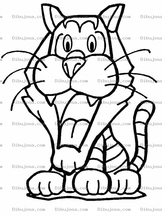 Dibujo para colorear Colorear Tigre Asombrado Con La Boca Abierta