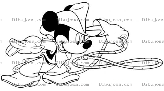Dibujo para colorear Pintar a Mickey Mouse de Vaquero