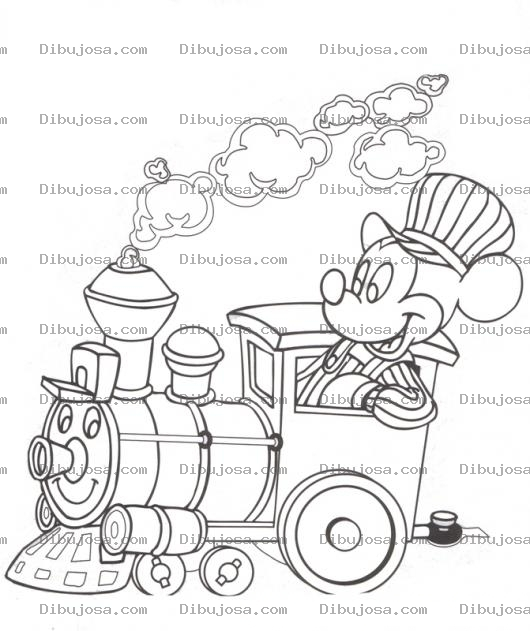 Dibujo para colorear Colorear a Mickey Mouse en un Tren
