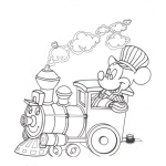 Dibujo para colorear Colorear a Mickey Mouse en un Tren