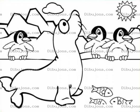 Dibujo para colorear Dibujo De Foca Comiendo Pescado Para Colorear