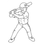 Dibujo para colorear Colorear Pelotero Con Bate De Beisbol