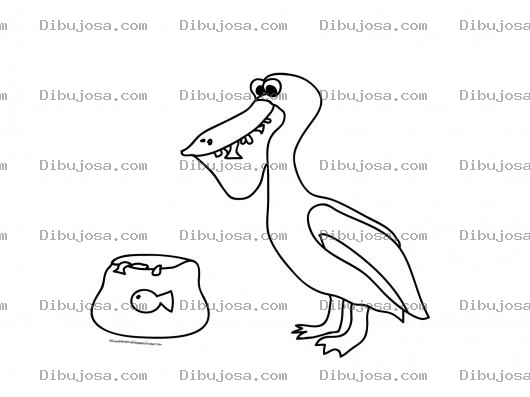 Dibujo para colorear Colorear Pelicano Comiendo Concentrado De Pescado En Un Plato