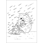 Dibujo para colorear Colorear a Pato donald contra la lluvia