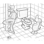 Dibujo para colorear Colorear Dibujo De Hombre Haciendo Pipi Y Perro Meando