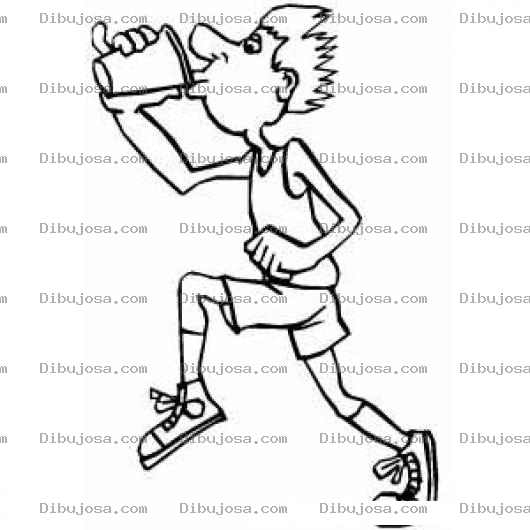 Dibujo para colorear Colorear Dibujo De Un Hombre Corriendo Bebiendo Un Vaso De Agua