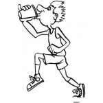 Dibujo para colorear Colorear Dibujo De Un Hombre Corriendo Bebiendo Un Vaso De Agua