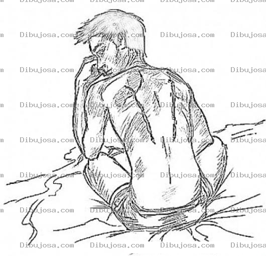 Dibujo para colorear Colorear Muchacho Sentado En El Suelo