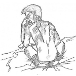 Dibujo para colorear Colorear Muchacho Sentado En El Suelo