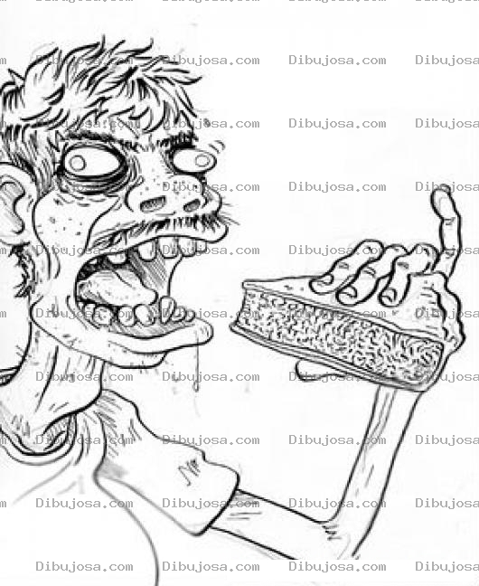 Dibujo para colorear Colorear Hombre Hambriento Deborandose Un Pedazo De Pastel
