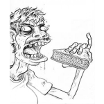 Dibujo para colorear Colorear Hombre Hambriento Deborandose Un Pedazo De Pastel