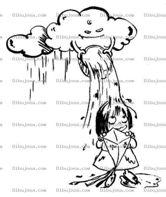 Dibujo para colorear Colorear Nena Con Un Barrilete Recibiendo La Lluvia De Una Nube