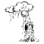 Dibujo para colorear Colorear Nena Con Un Barrilete Recibiendo La Lluvia De Una Nube