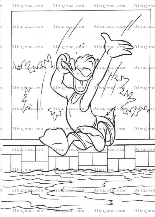 Dibujo para colorear Al agua patos colorear al pato donald