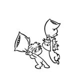 Dibujo para colorear Pelea De Almohadas Para Colorear Y Pintar Almohadazos