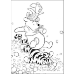 Dibujo para colorear Colorear A Winnie Pooh Y A Piglet Sobre Tiger