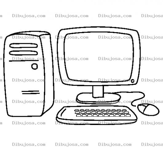 Dibujo para colorear Colorear Computadora Con Cpu Pantalla Teclado Y Mouse