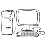 Dibujo para colorear Colorear Computadora Con Cpu Pantalla Teclado Y Mouse