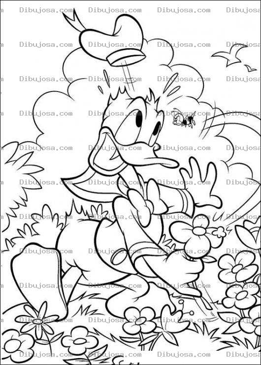 Dibujo para colorear Colorear Abejita enojada con el pato donald
