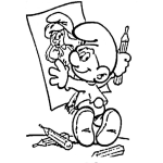 Dibujo para colorear Colorear Pitufo Dibujando A Pitufina