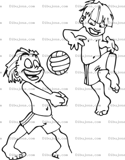 Dibujo para colorear Colorear Chicos Jugando Volleyball De Playa