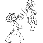 Dibujo para colorear Colorear Chicos Jugando Volleyball De Playa